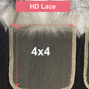 HD Transparent 4x4/5x5/6x6 Lace Closure Brazilian Straight Remy Human Hair 10"-20" r Free Part XP/10A Lace Closure