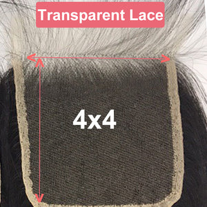 HD Transparent 4x4/5x5/6x6 Lace Closure Brazilian Straight Remy Human Hair 10"-20" r Free Part XP/10A Lace Closure